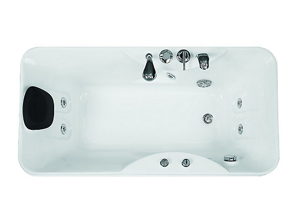 Baignoire balnéo - 150 x 75 x 54,5 cm - Blanche - Angle droit - 1 place - 140 L - GAVINO