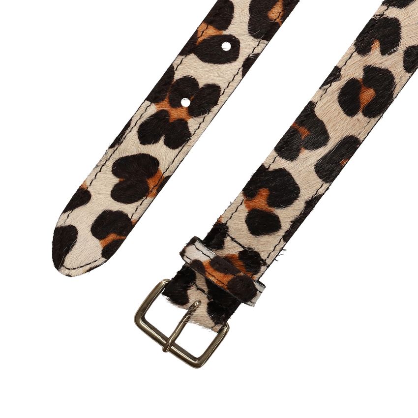 Manfield Leopard riem met vacht