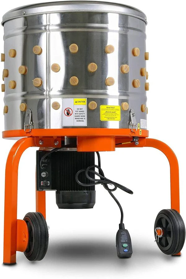 Electric Chicken Plucker, 1HP 280RPM, Stainless Steel, 92 Fingers, Drum, Heavy Duty Poultry De-Feathering Machine