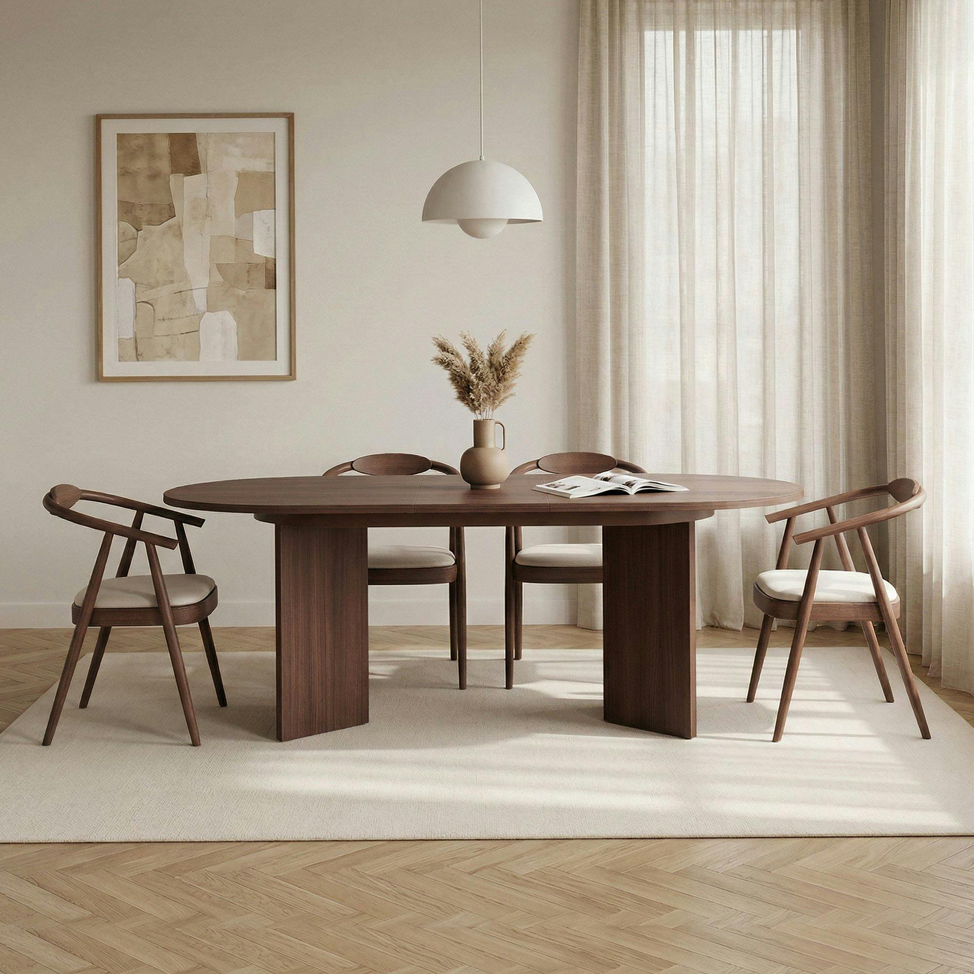 Table ovale extensible effet bois noyer 160-200 cm MARFA