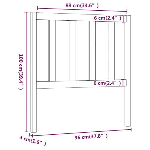 NNEVL Bed Headboard Black 96x4x100 cm Solid Wood Pine