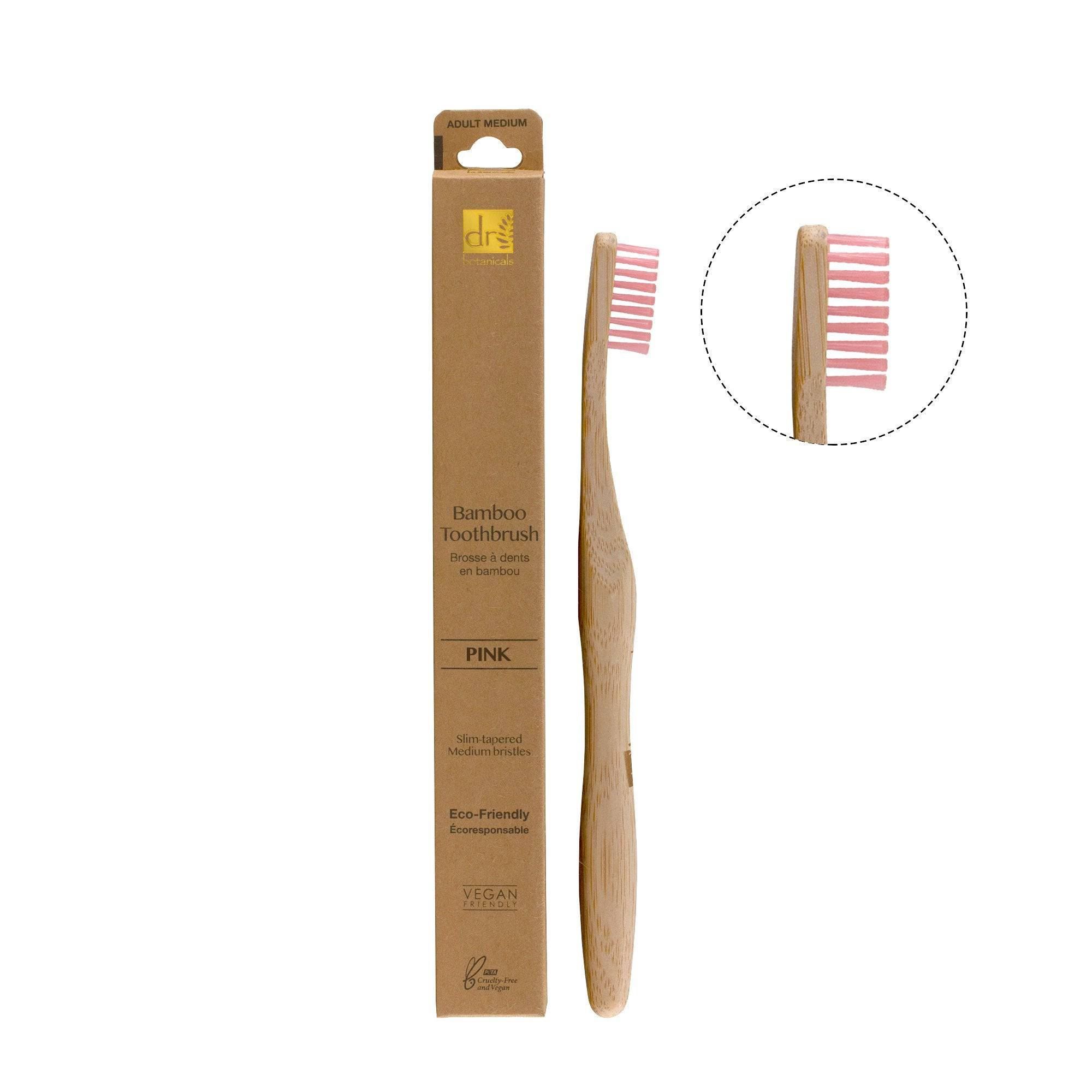 Dr. Botanicals Bamboo Toothbrush Pink x 2 Duo Set