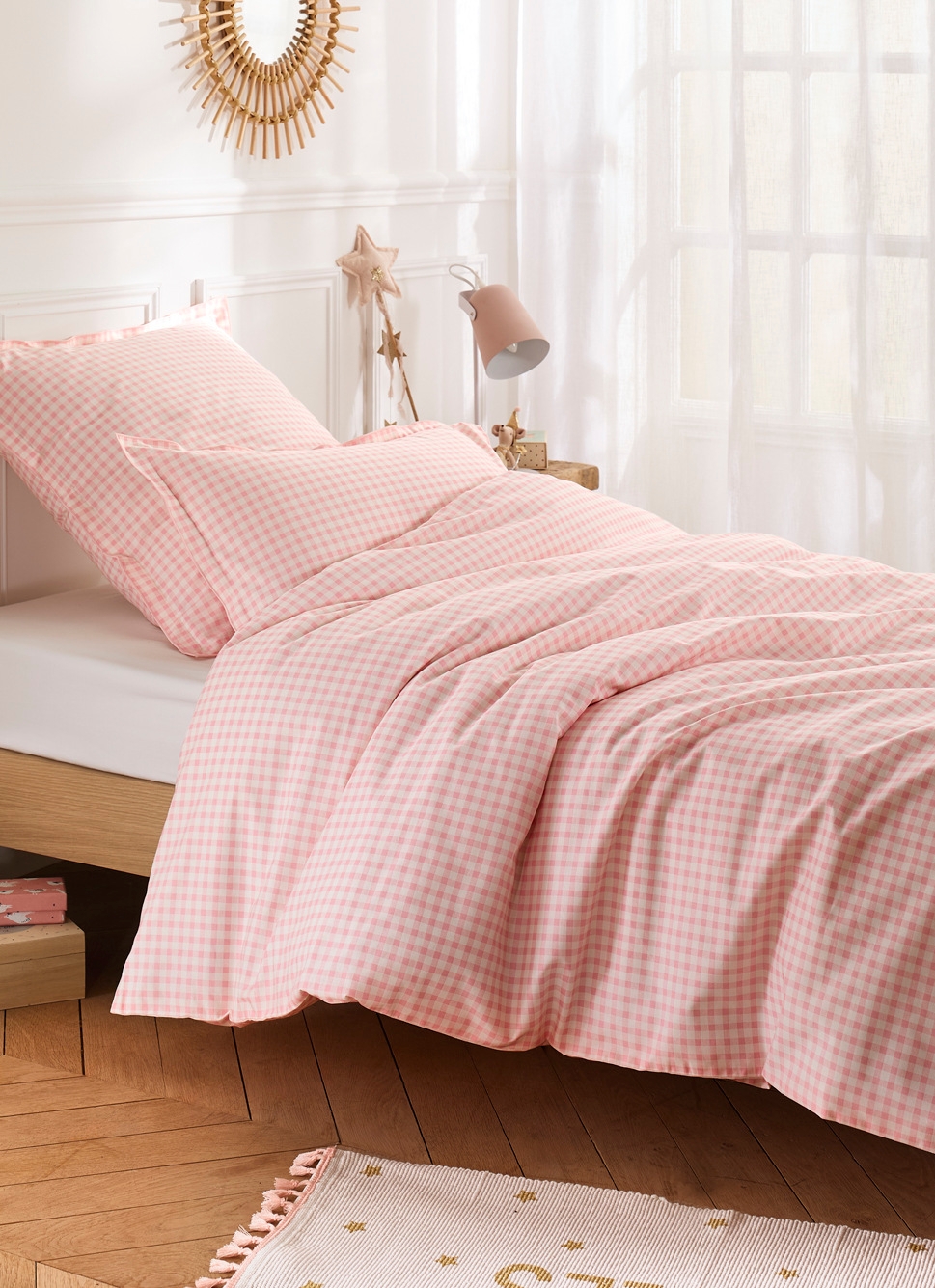 HOUSSE DE COUETTE ENFANT MOTIF VICHY GINGHAM ROSE