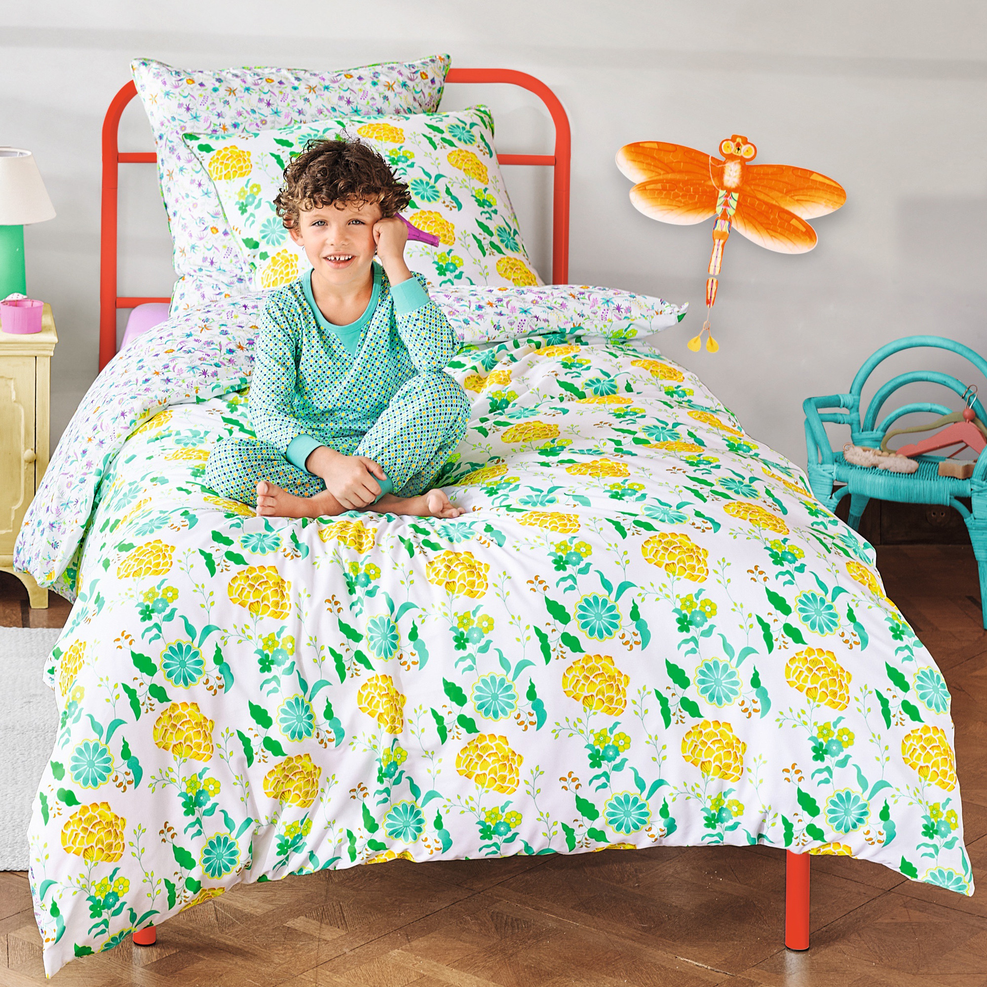 Housse de couette enfant floralPetit Pan fleurs