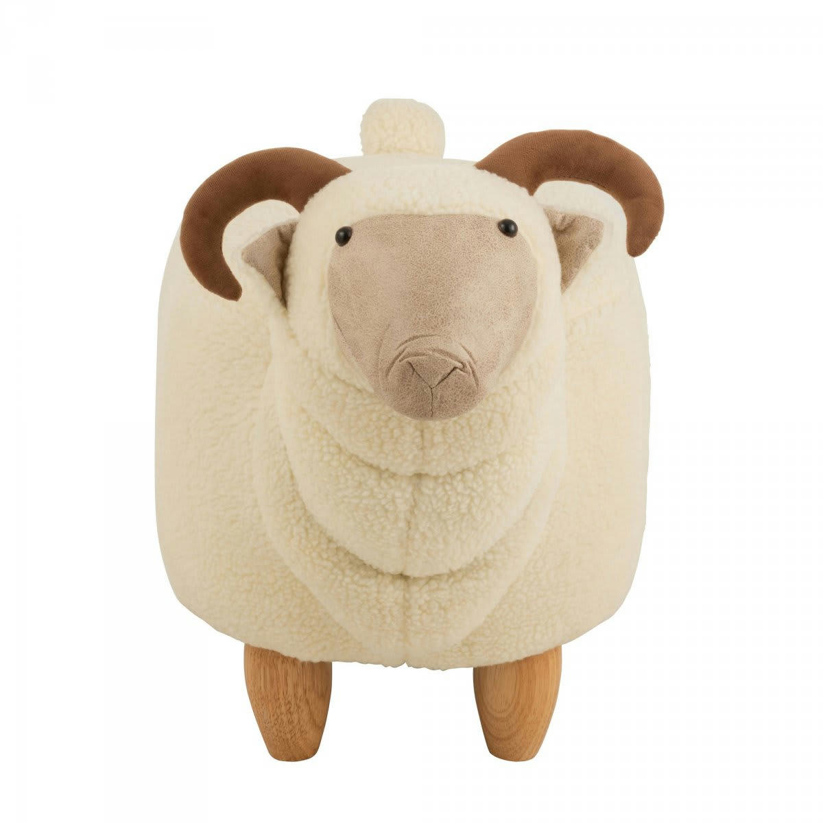 FIRMIN - Pouf enfant forme de bélier en tissu beige