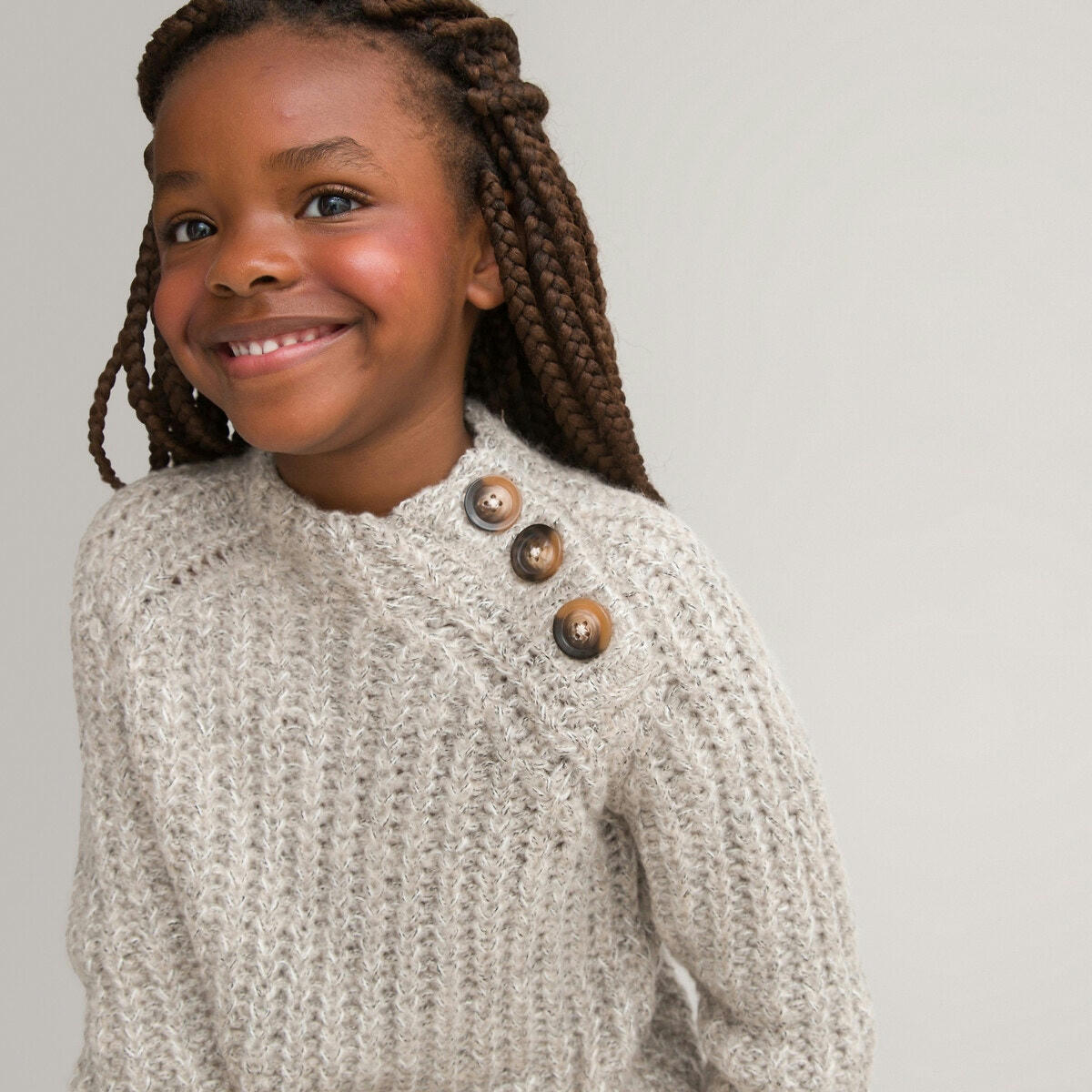 Pull col montant en grosse maille