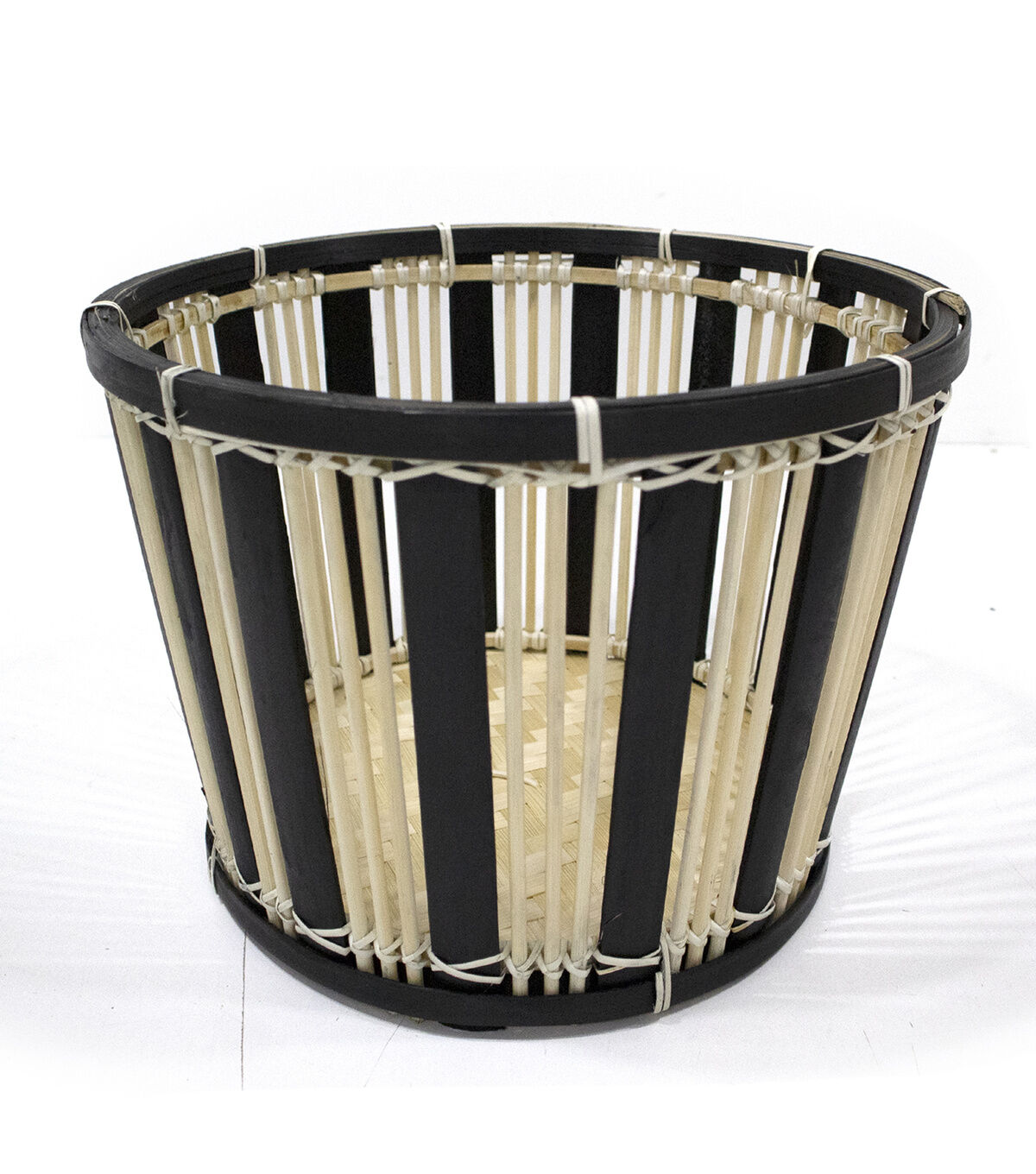 12 Natural & Black Striped Bamboo Woven Basket by Place & Time