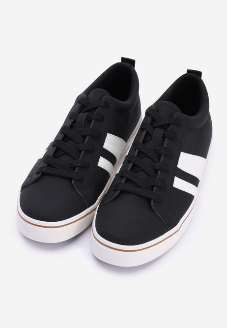 Mens Black Stripe Retro Trainers