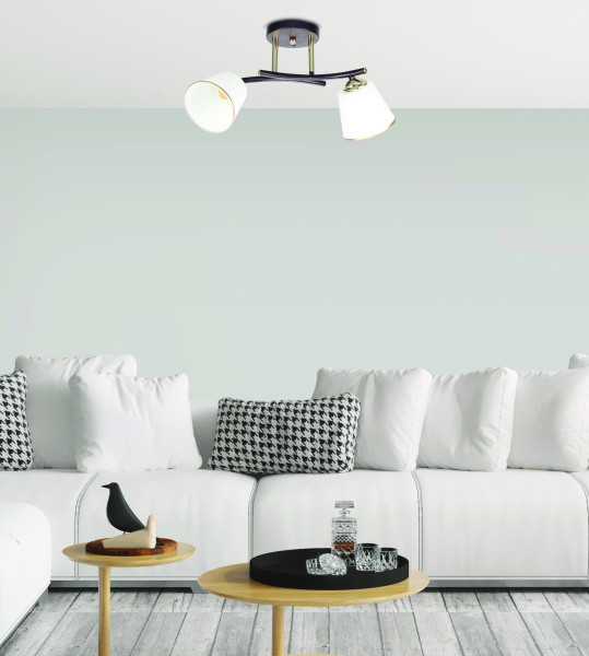 Lampa sufitowa Greco białe klosze czarno-złota 2xE27x40W IP20 Candellux