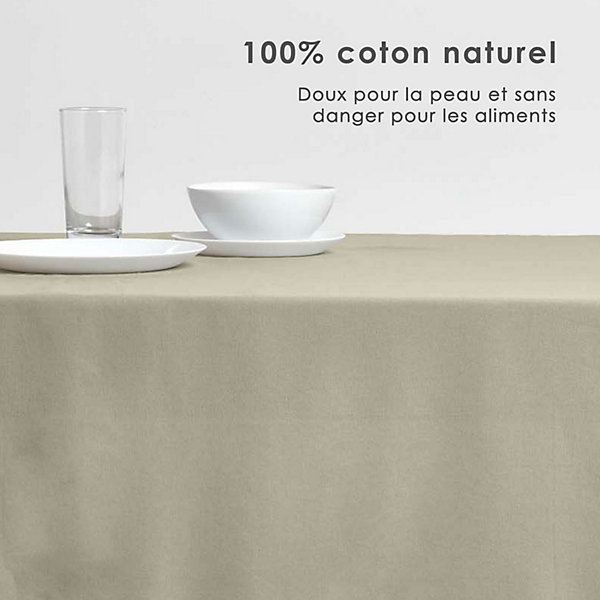 Nappe rectangulaire en 100% coton - gris - 137 x 178 cm - HOMESCAPES - Lavable en machine