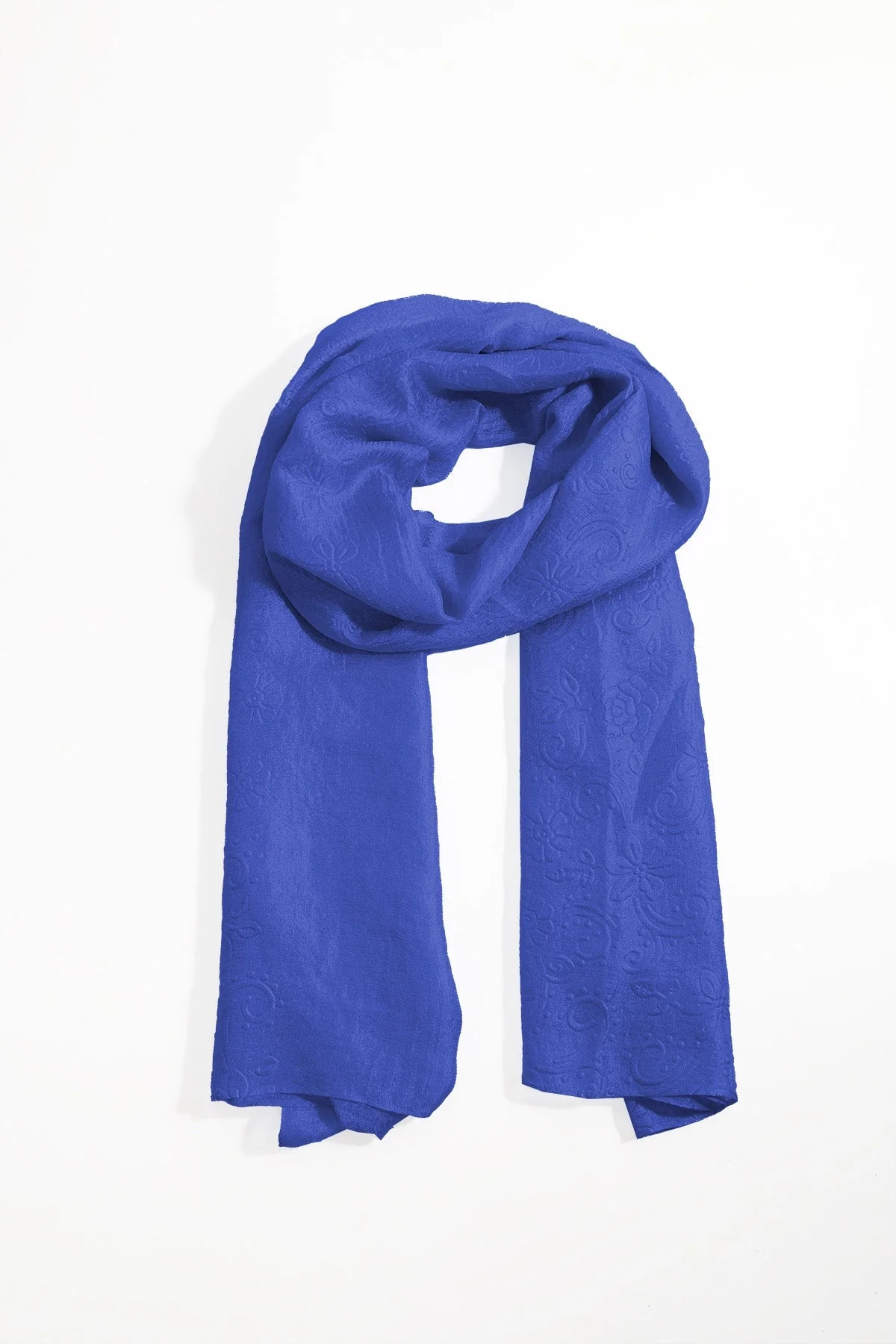 Cobalt Blue Silk Touch Embossed Scarf