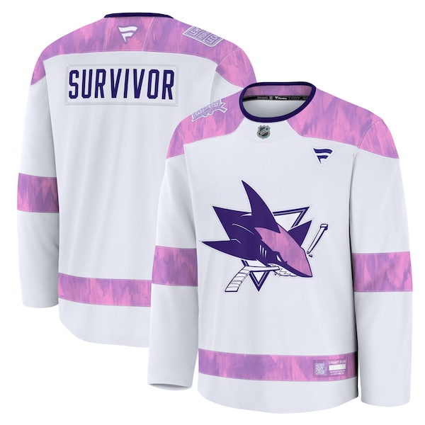 San Jose Sharks  Hockey Fights Cancer Practice Jersey - White