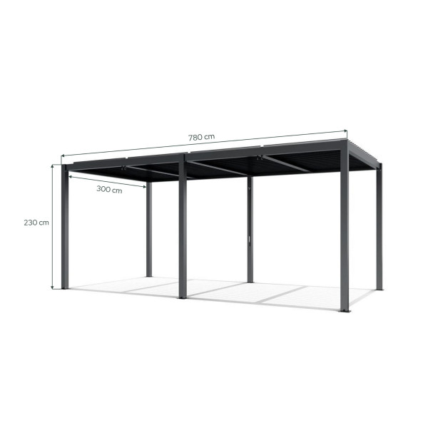 Pergola ogrodowa Luxe 7.8x3m aluminiowa z oświetleniem antracyt