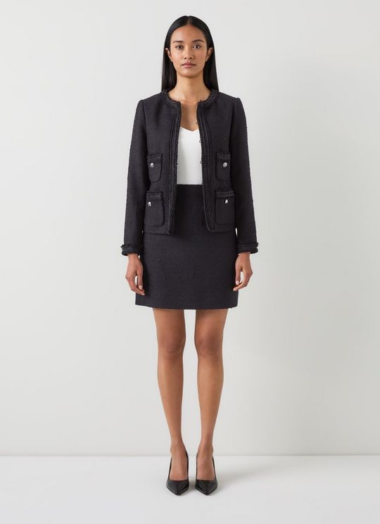 Charlie Black Tweed Recycled Cotton Trim Jacket