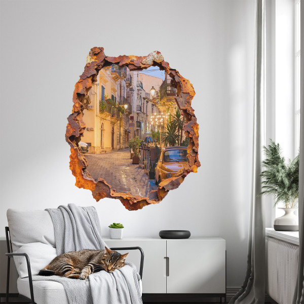 Wyrwa w ścianie nocne światła naklejka dziura 3D 66x80
