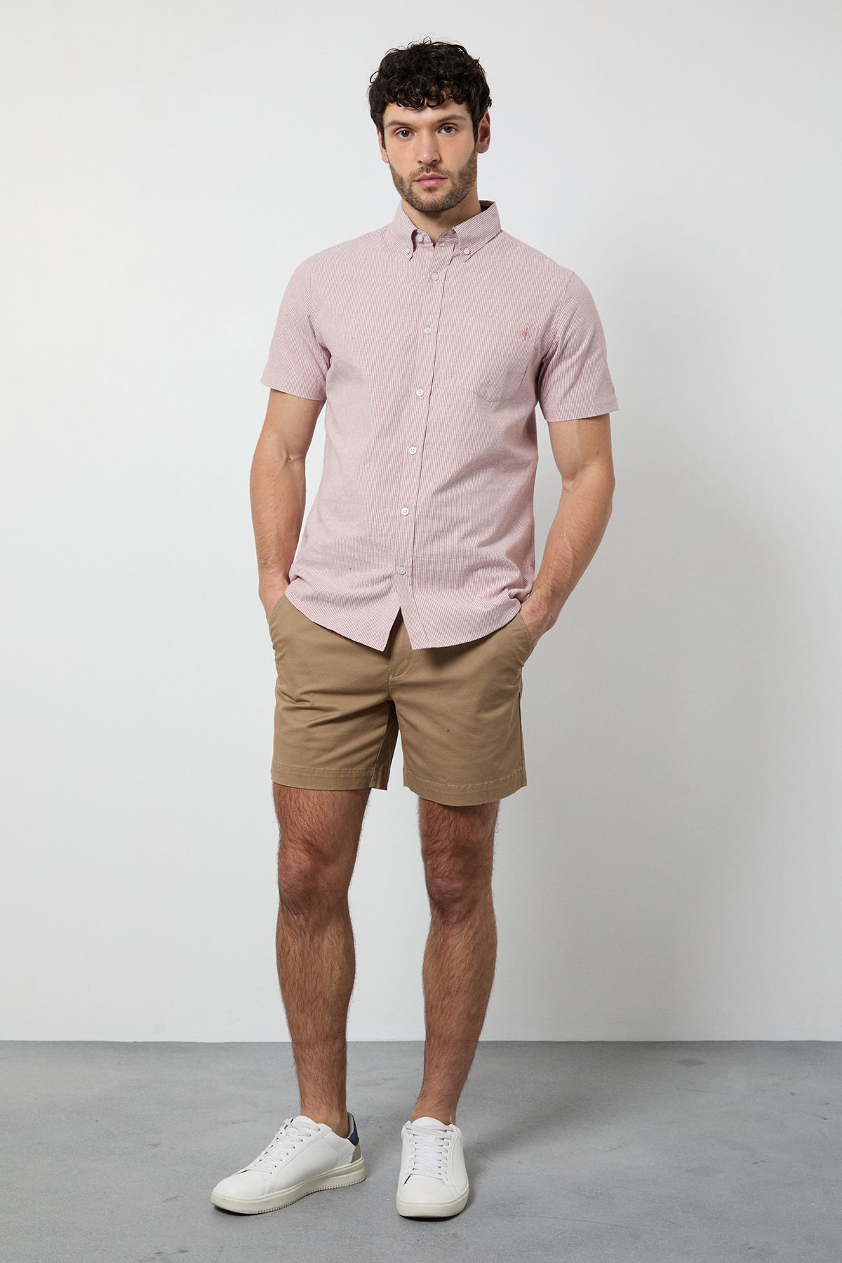 Maine Pink Fine Stripe Short Sleeve Shirt