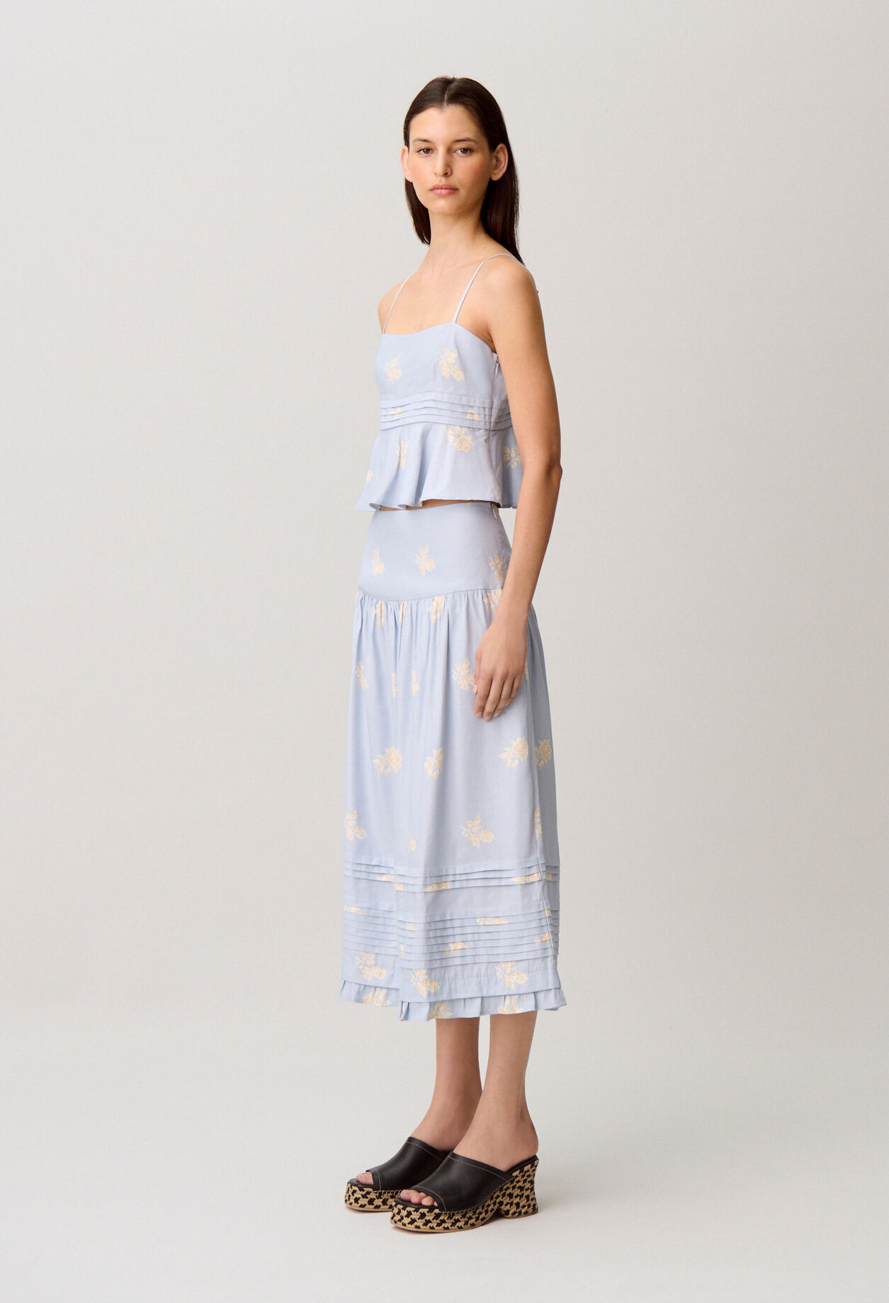 Jupe midi fleurs