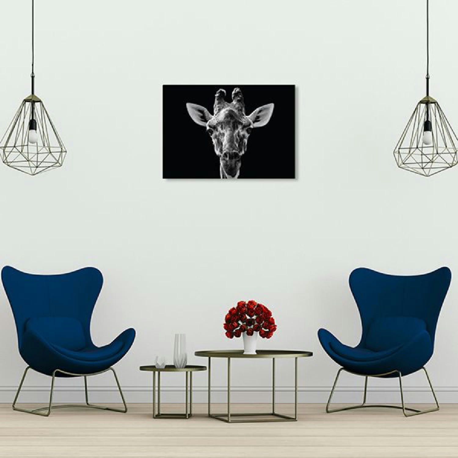 ANIMAL - Tableau métal girafe noir et blanc 32x45