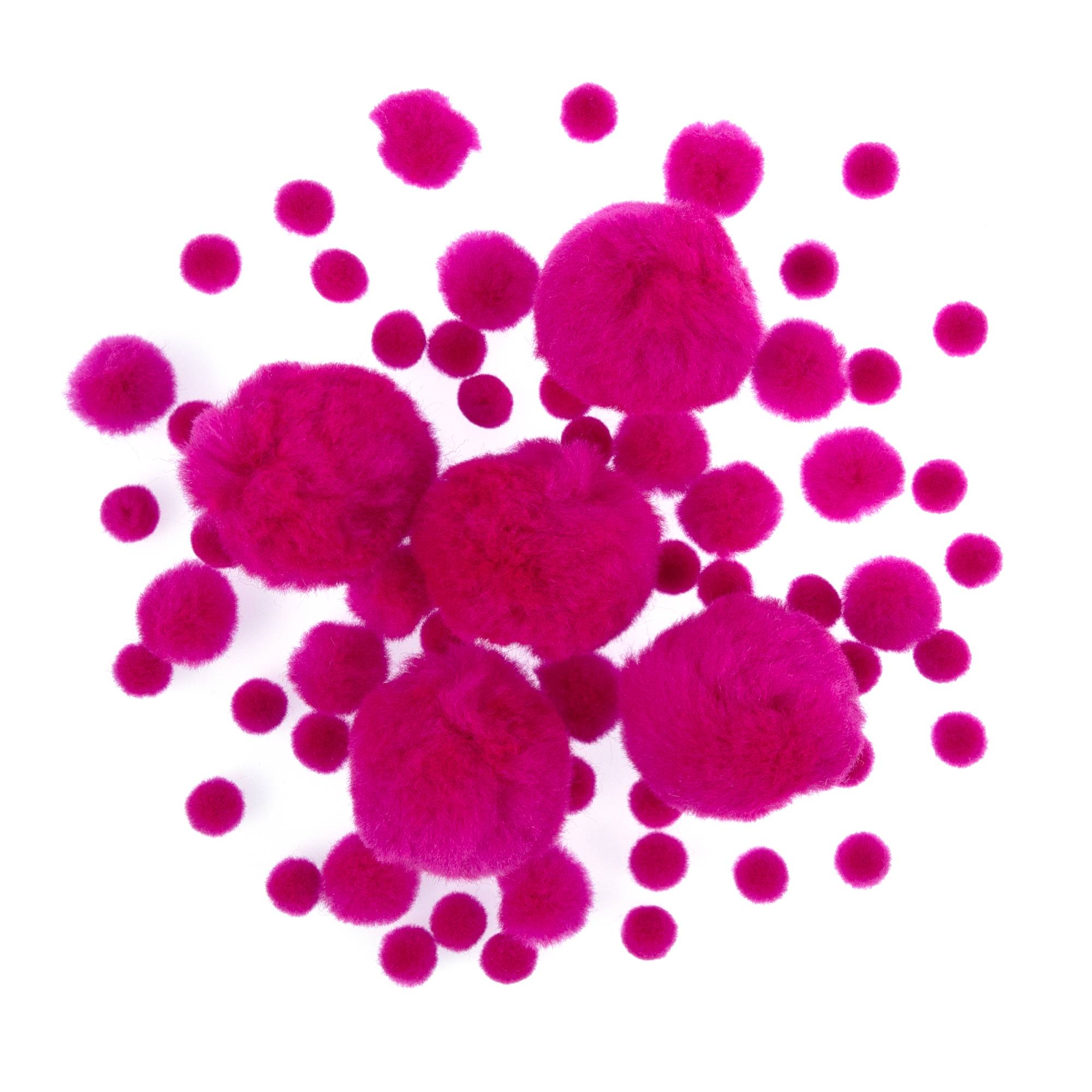 Dark Pink Pom Poms 60 Pack