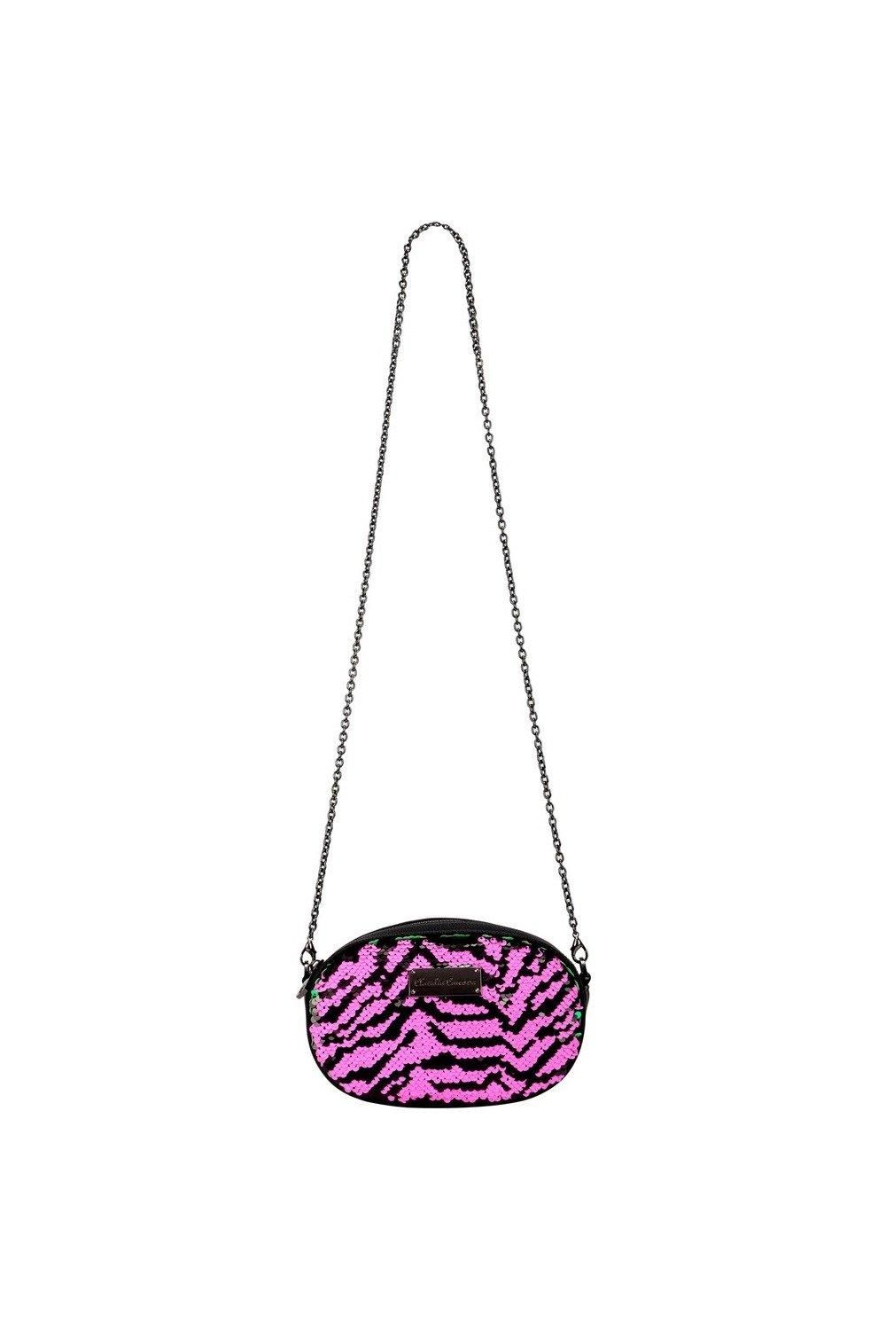 Claudia Canova Emi Oval Shaped Zip Top Sequin Belt Bag