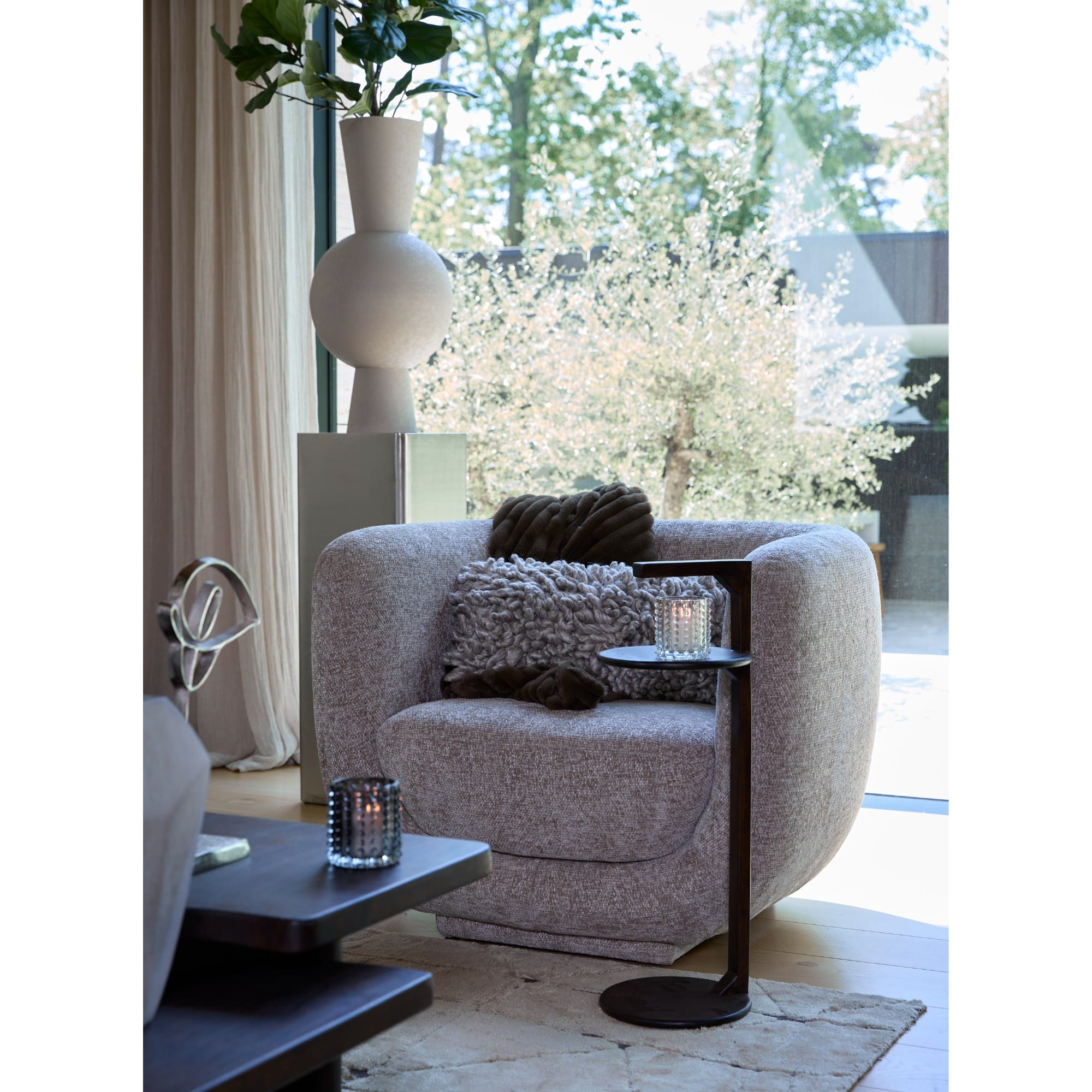 Light & Living bijzettafel Delmino - bruin - Ø26cm