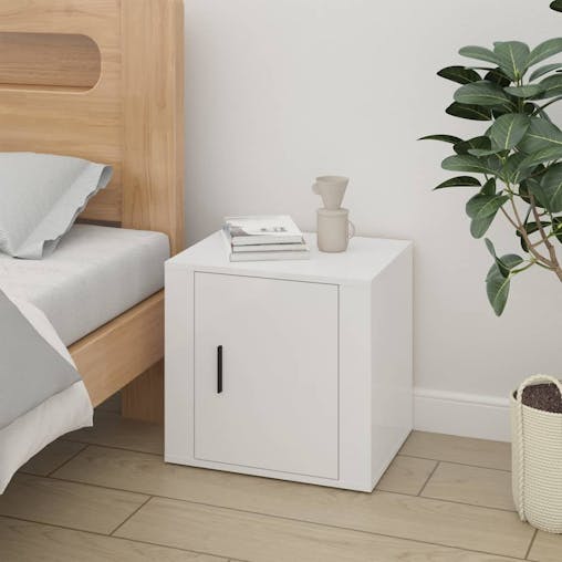 NNEVL Bedside Cabinet High Gloss White 50x39x47 cm