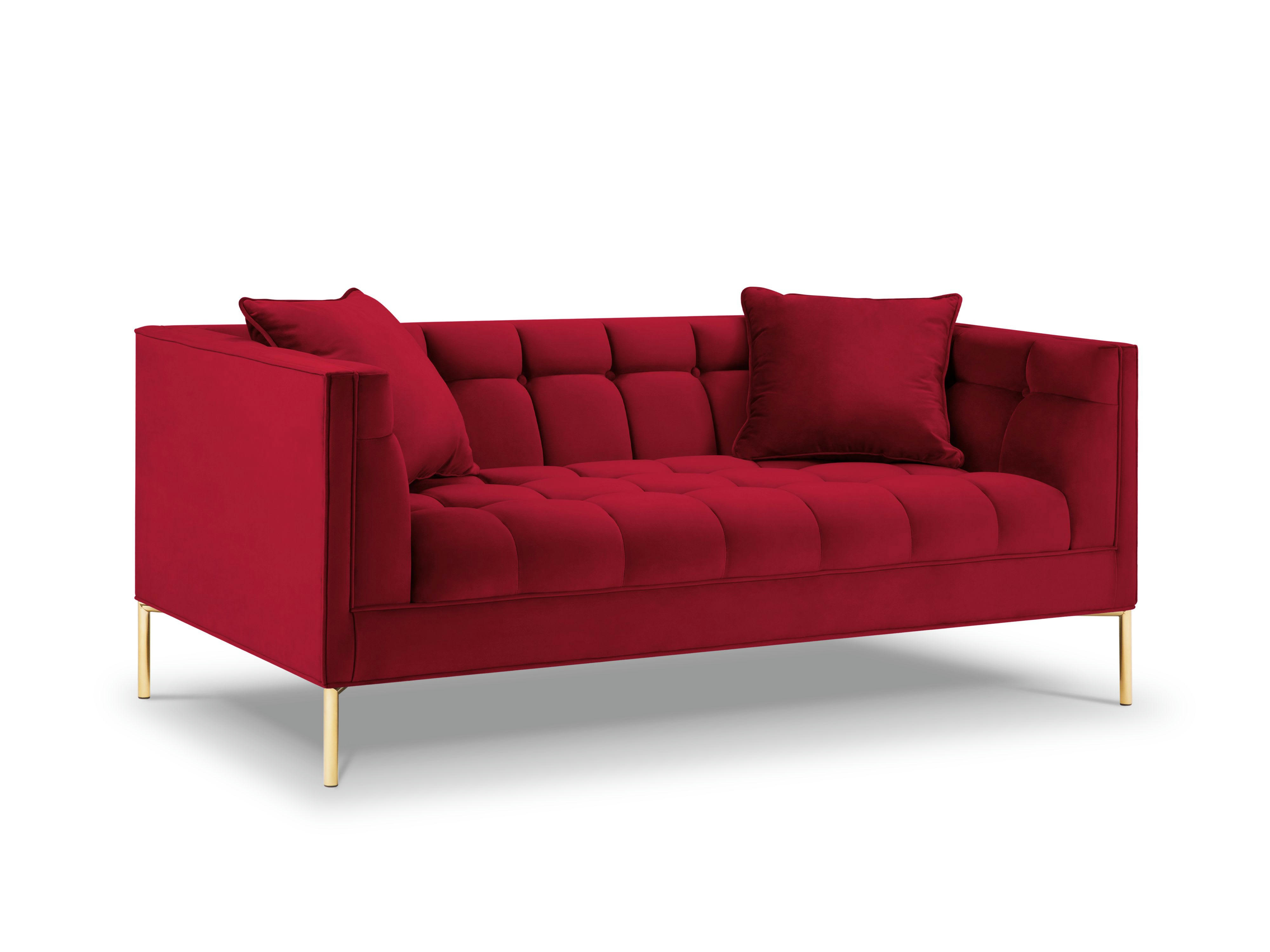 KAROO - Canapé velours rouge 2 places