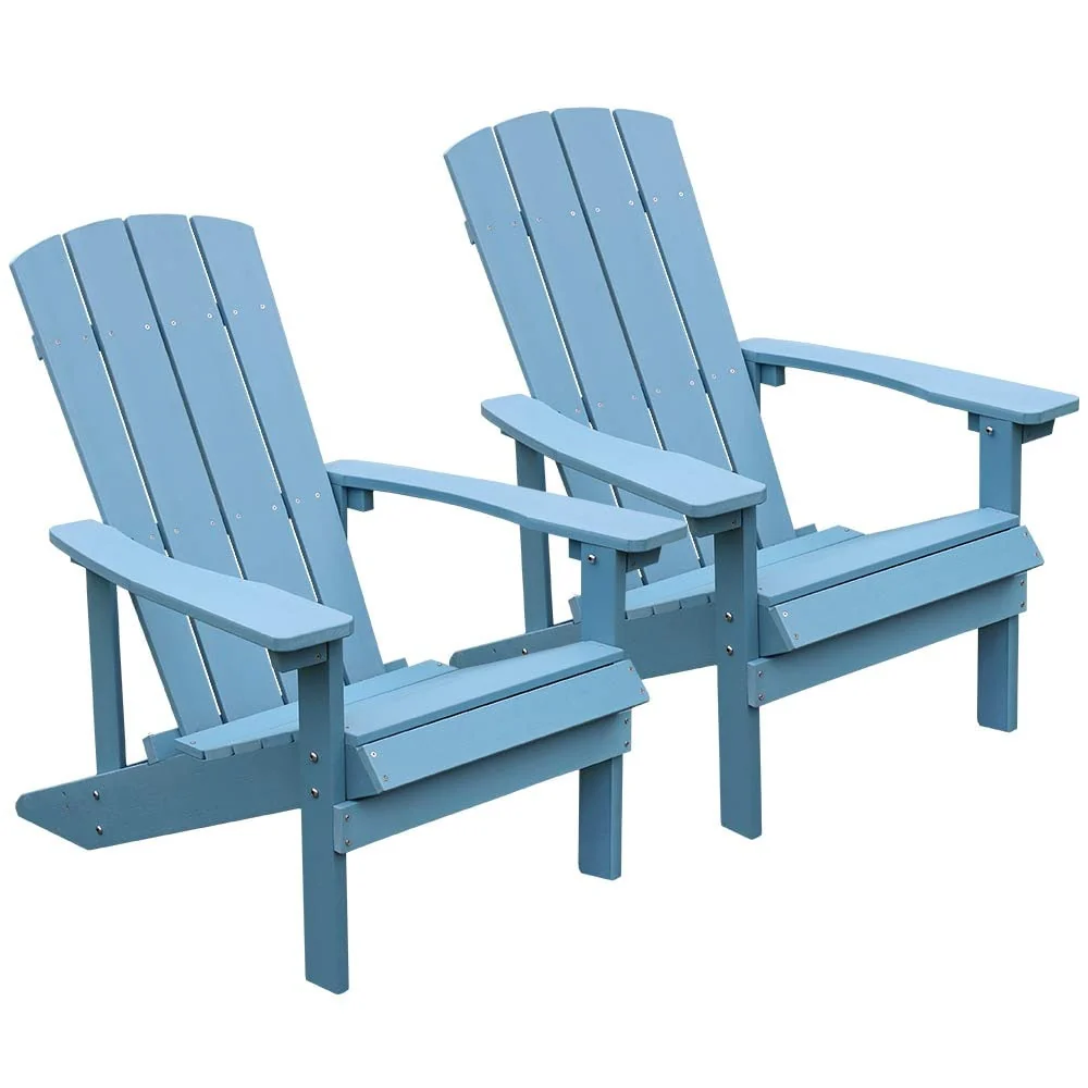 White Outdoor Loungers Set of 2 Adirondack Patio Chair Set For Deck Outside Pool Garden