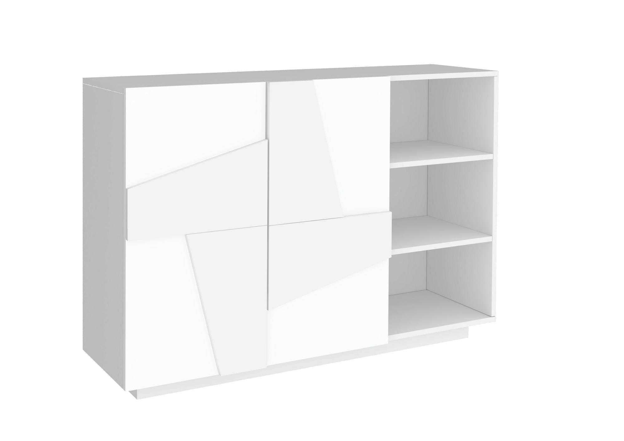 SALVO - Armoire avec 2 portes effet bois blanc brillant 121x38h86 cm