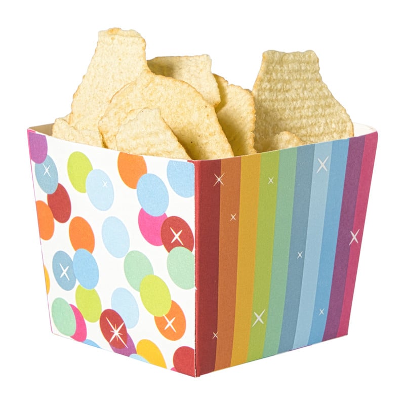 Papieren snackcups regenboog - set van 5 - &Oslash;8,5x9,5 cm