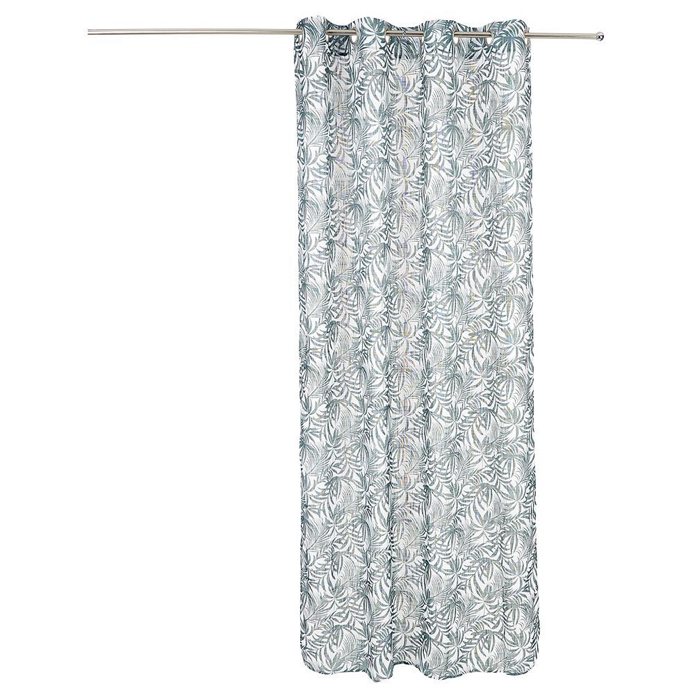 Voilage polyester 140x240cm imprimé feuillage blanc et vert