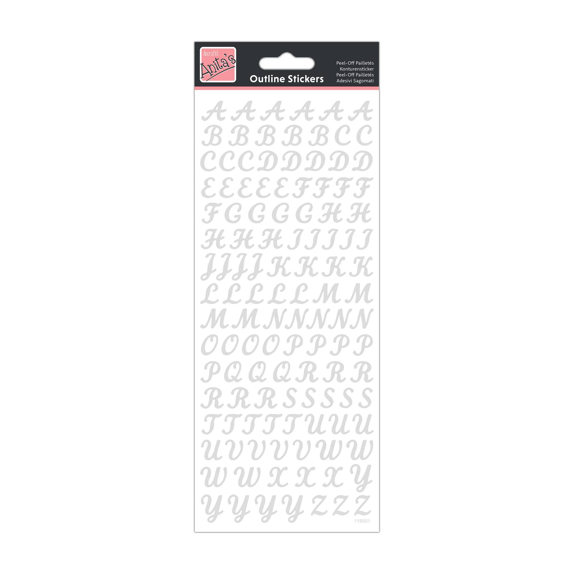 Anita's Gold Script Lowercase Alphabet Outline Stickers