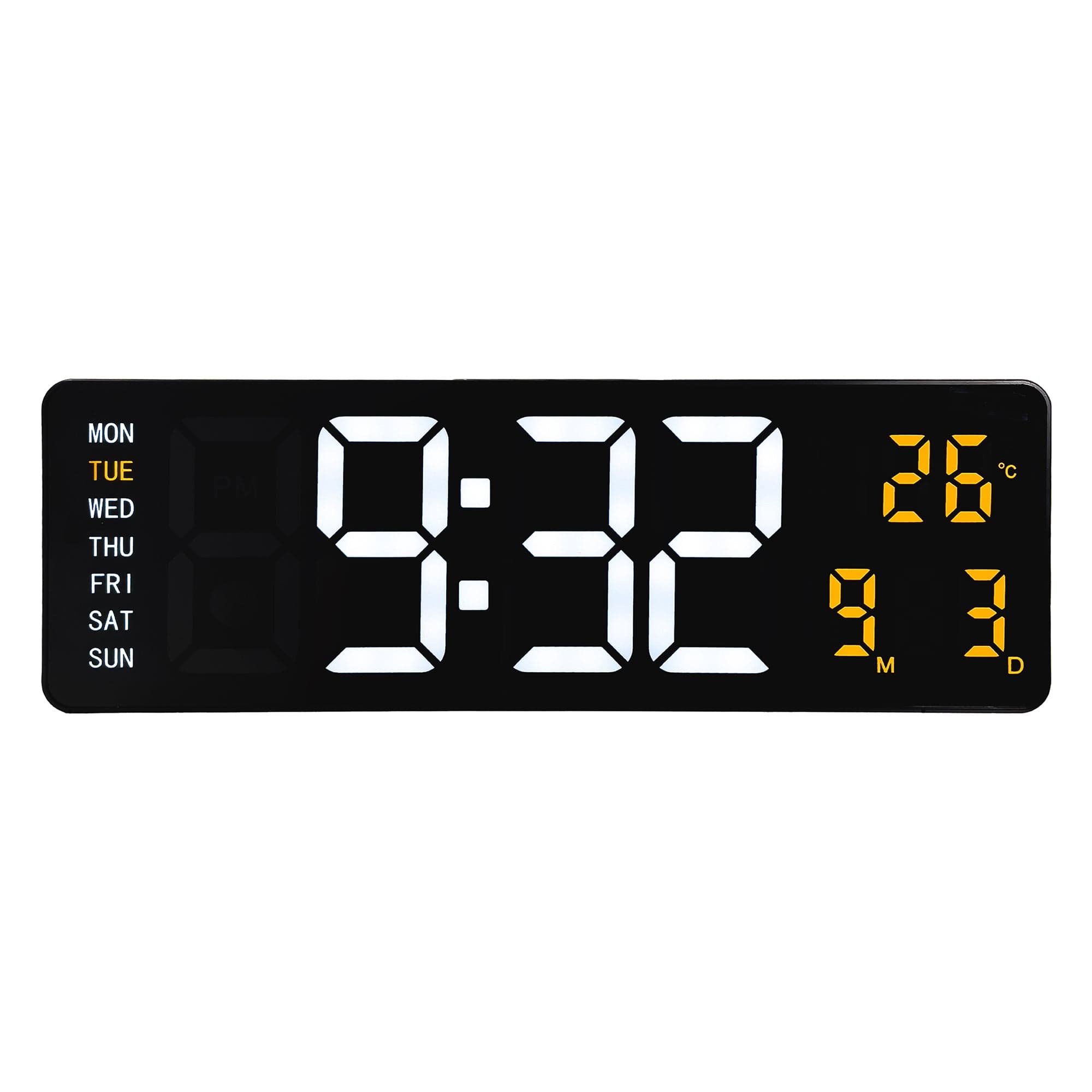 NeXtime - Digitale wand alarmklok 38,8x12,9x3,2cm-Zwart-ABS-NeXtime