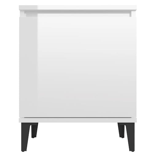 NNEVL Bed Cabinets with Metal Legs 2 pcs High Gloss White 40x30x50 cm