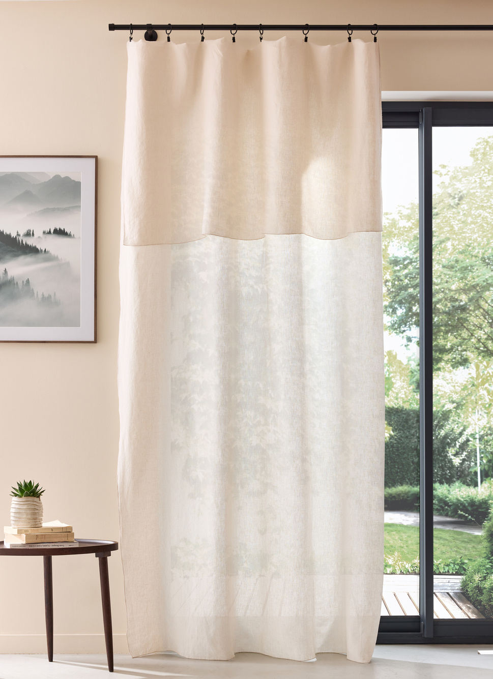 RIDEAU EN LIN LAVÉ BOURDON IVOIRE