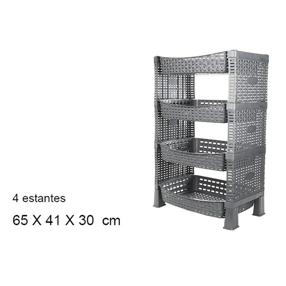 CM keuken opbergrek - 4-laags - grijs - kunststof - 65 x 41 x30cm