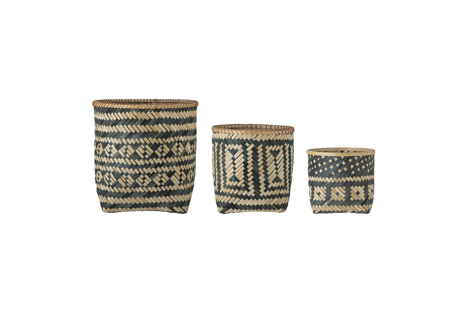 JOMO - Lot de 3 paniers en bambou noir