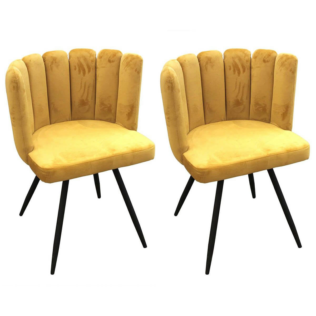 CHARLOTTE - Lot  de 2 chaises velours jaune