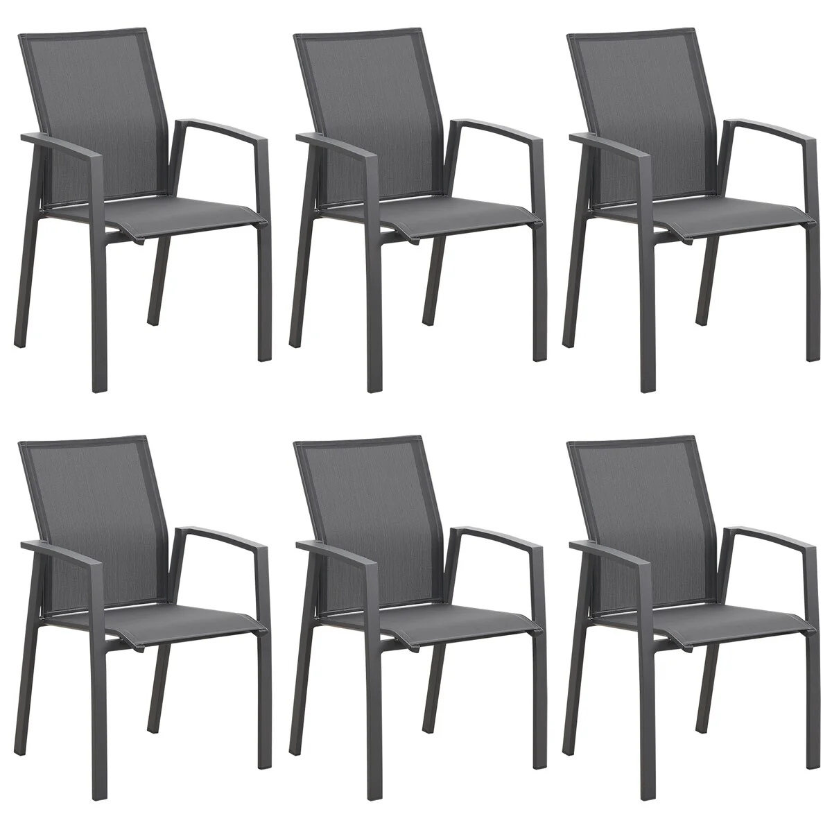 Stacking Aluminum Patio Dining Armchair (Set of 6)
