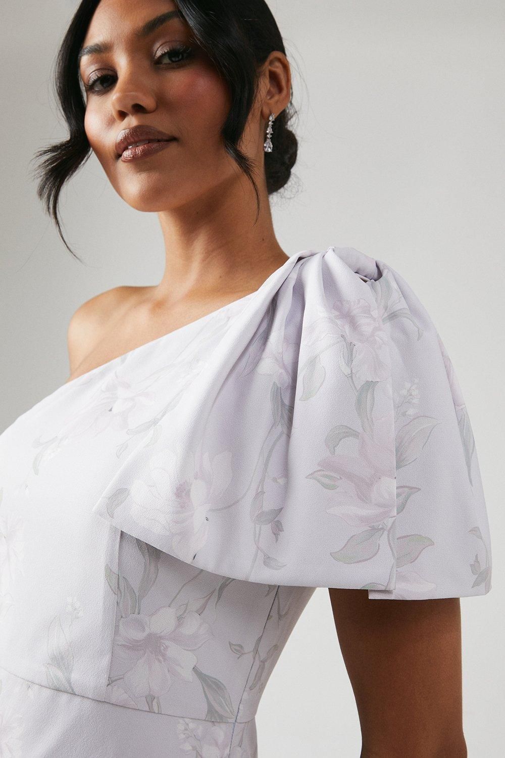 Coast Printed Bow One Shoulder Bridesmaid Dress