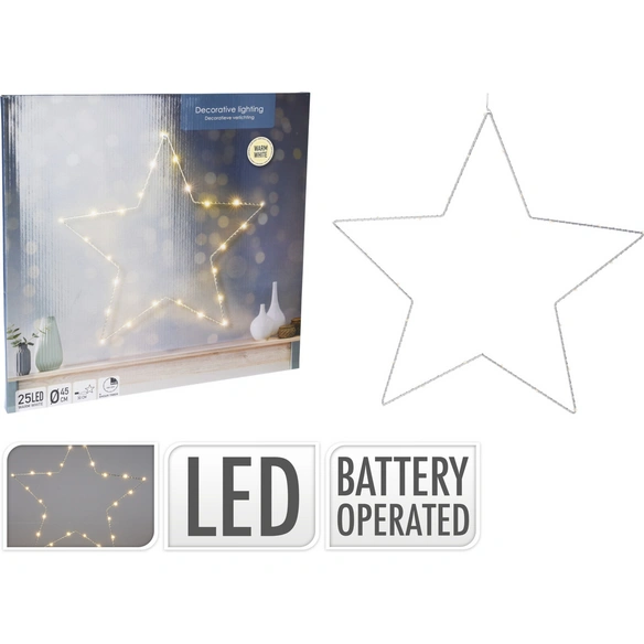 Weihnachtsfigur, Stern, BxH: 45 x 45 cm, 25 LEDs warm-weiß, mit Timer
