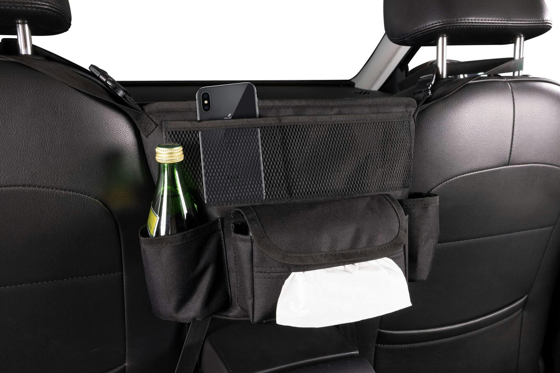 AutoTrends Universal In-Between Car Seat Organizer, Black