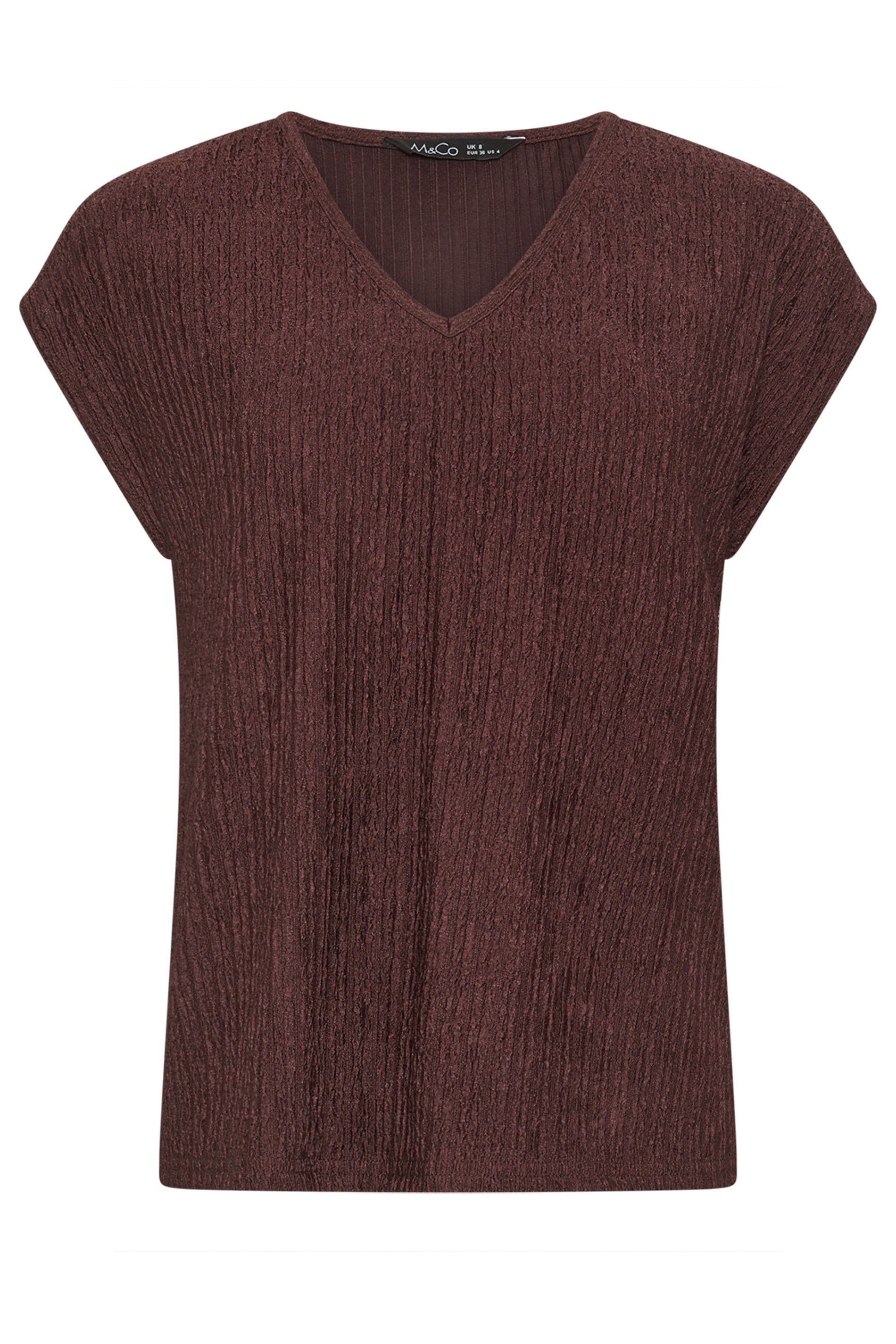 M&Co Petite Textured V-Neck T-Shirt