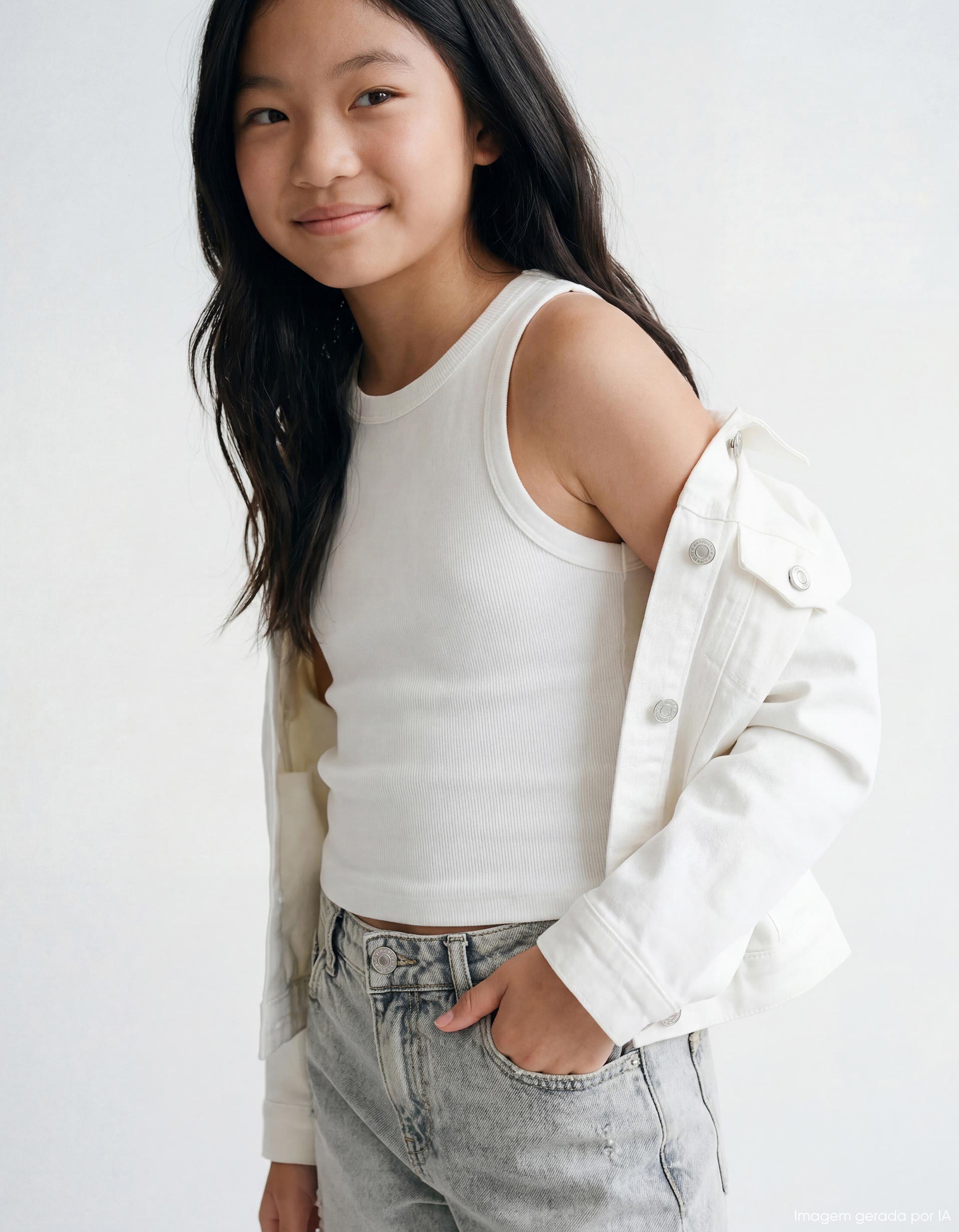 Top, Menina, Branco