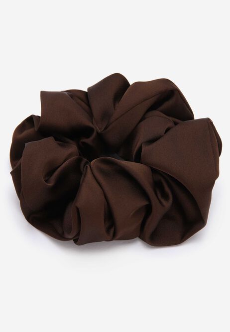 Womens Chocolate Brown Extra Large Satin Scrunchie