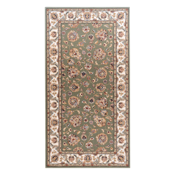 Dywan wełniany NAIN Ornament, ramka 7338/51088 zielony / beż 200x300 cm