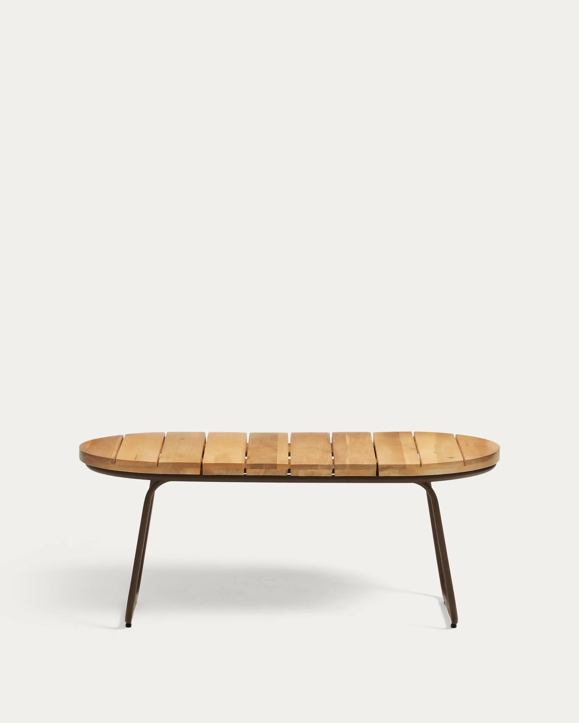 Salguer outdoor coffee table in solid acacia & brown steel, Ø 100 x 50 cm FSC 100%