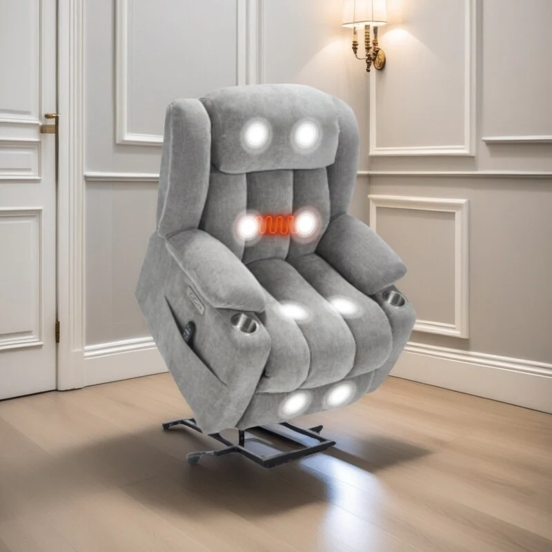 Power Lift Recliner with Massage, Heat, USB & Type-C Charging Ports, Stainless Steel Cup Holders