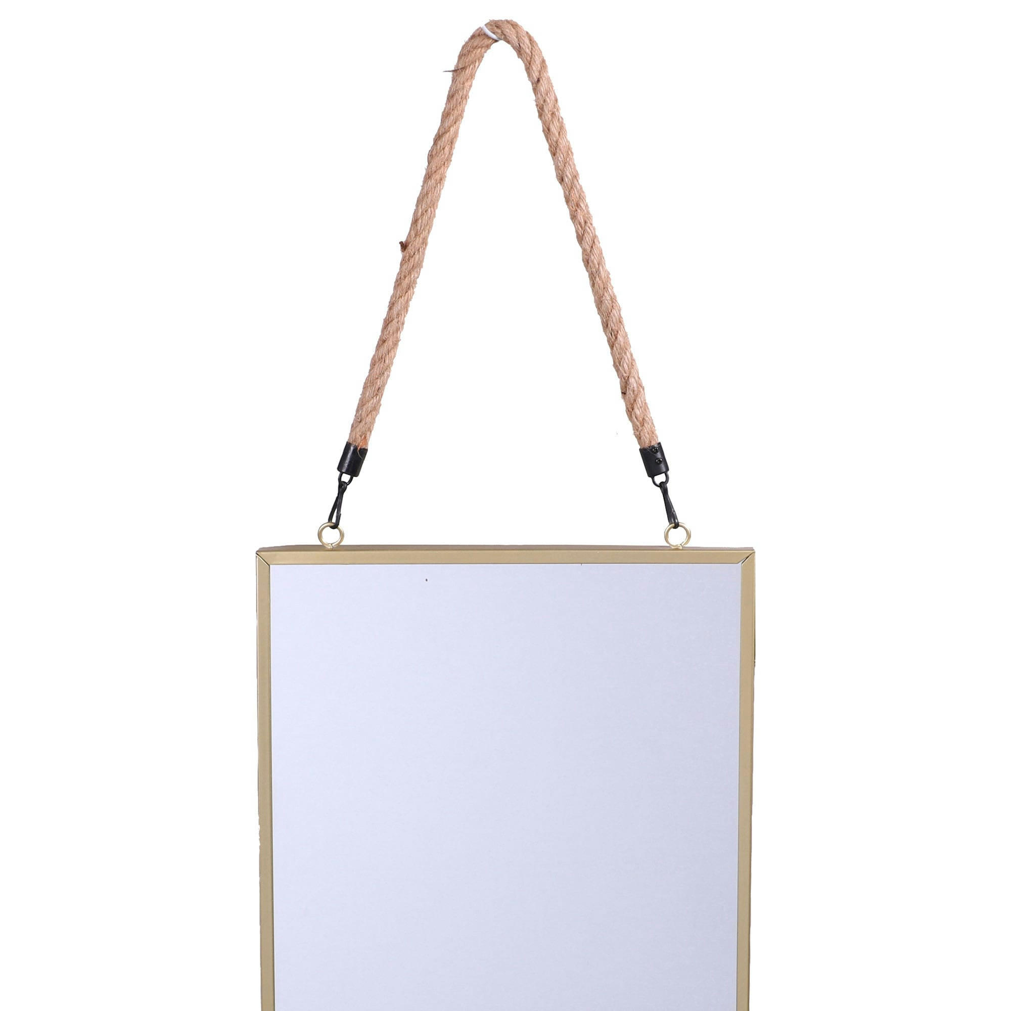 - Set de 2 miroirs rectangulaires suspendus corde noir et doré - 40x30cm