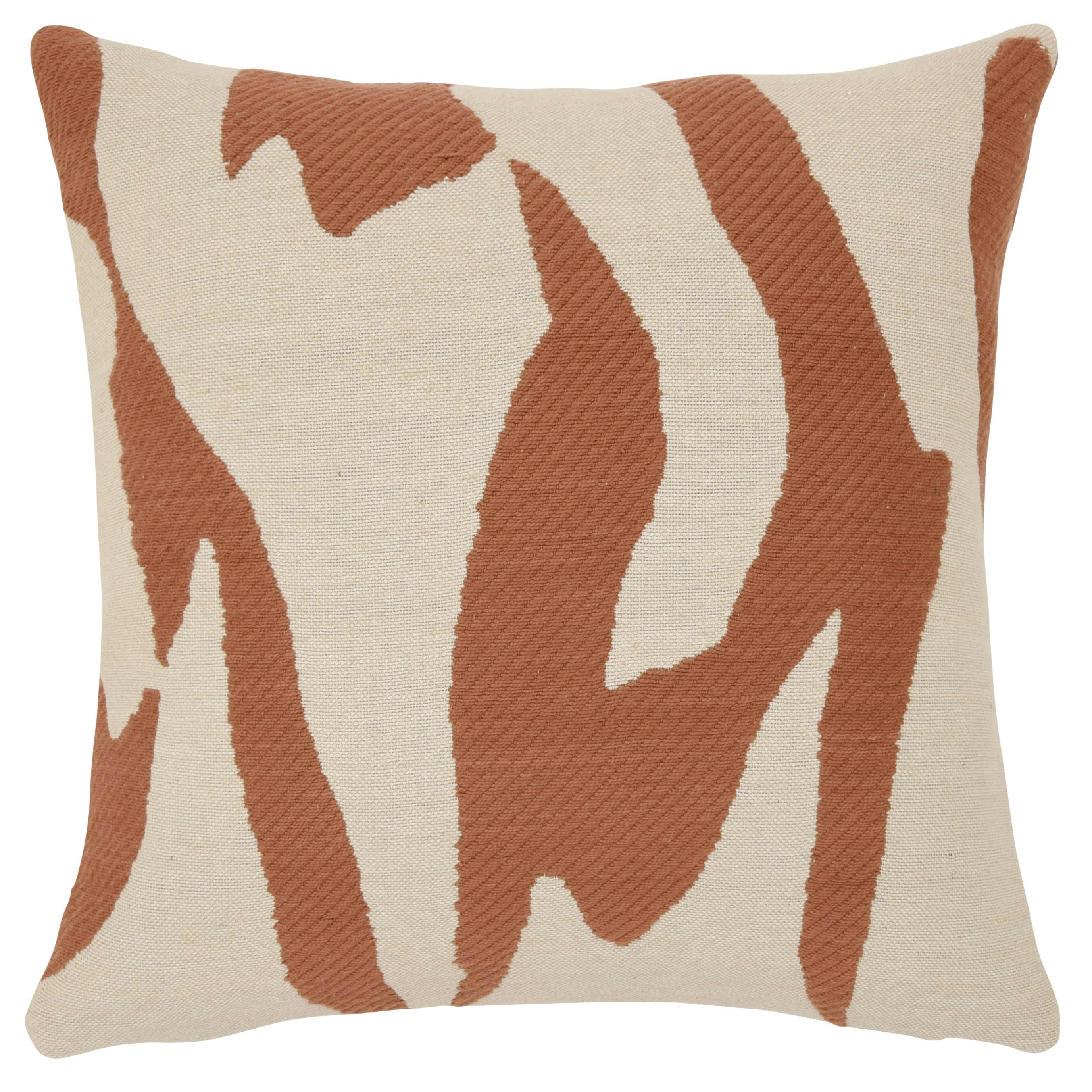 WOOMBA - Housse de coussin en coton biologique tissé jacquard motifs marron et beiges 40x40